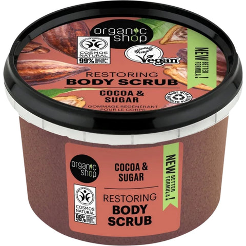 Organic Shop Invigorating Body Scrub Cocoa And Sugar 250 Ml - IZZAT DAOUK SA