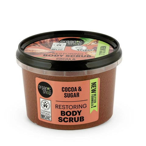 Organic Shop Invigorating Body Scrub Cocoa And Sugar 250 Ml - IZZAT DAOUK SA