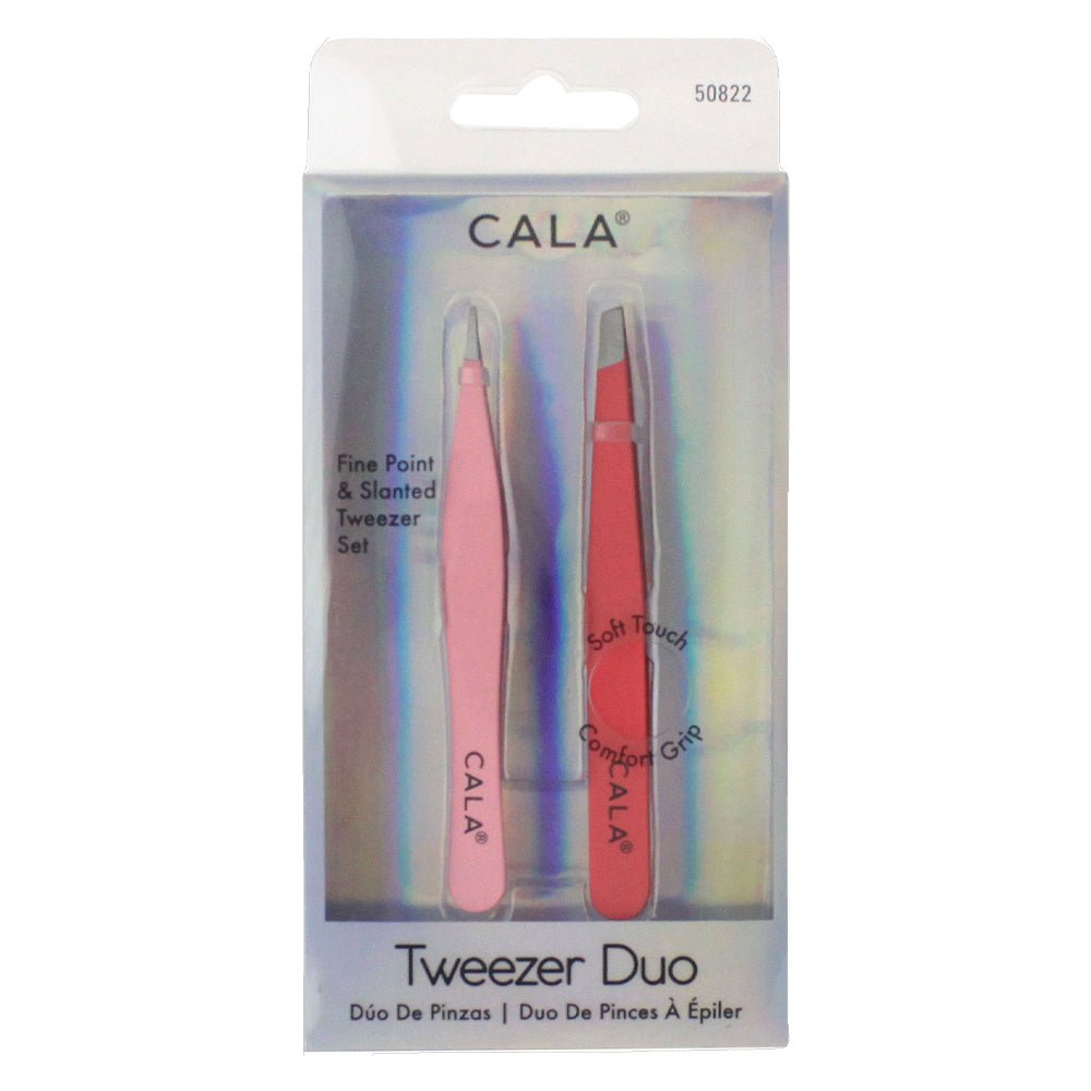 Cala Tweezer Duo Fine Point & Slanted Set (Coral) 50822 - IZZAT DAOUK SA