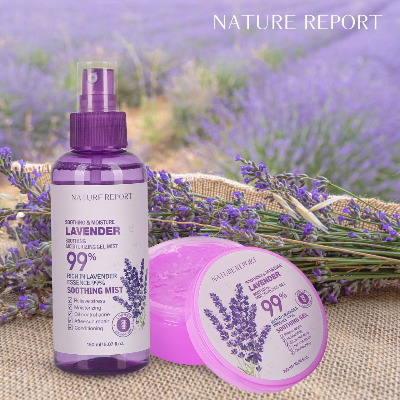 Nature Report Lavender Soothing Gel 99% 300Ml - IZZAT DAOUK SA
