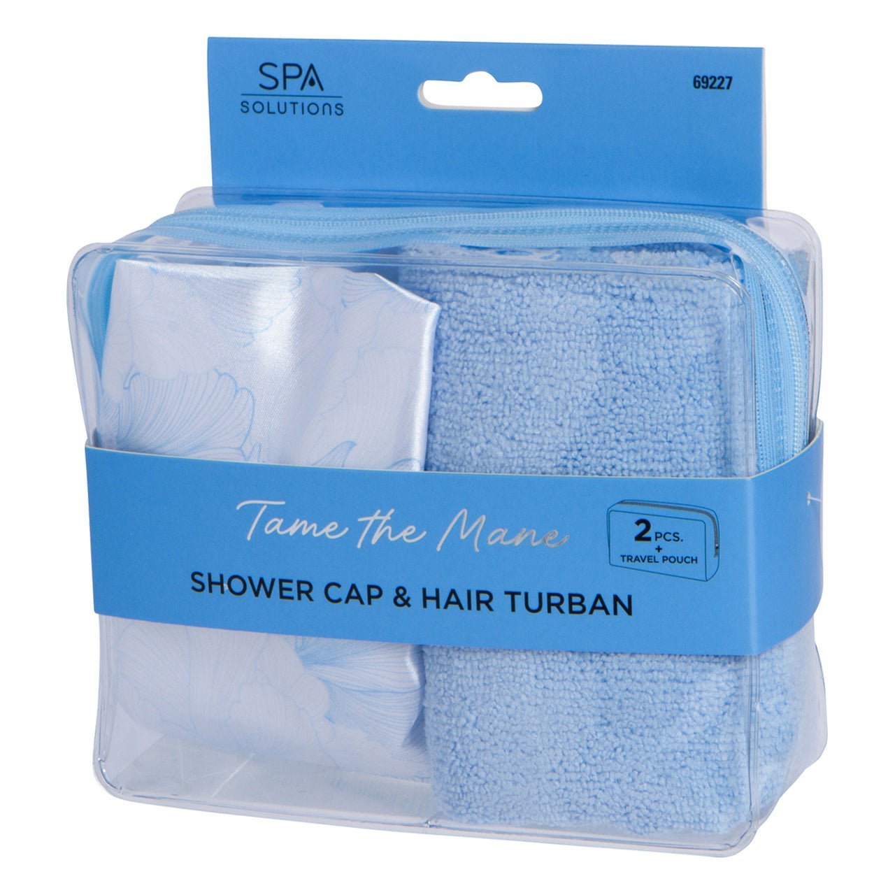 Shower Cap & Hair Turban- Blue Floral - IZZAT DAOUK SA